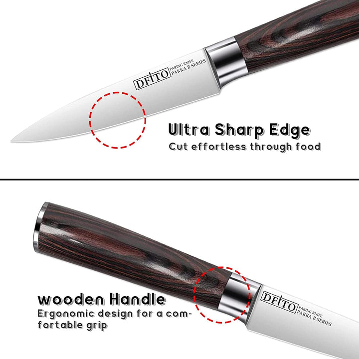 Dfito 9cm Schälmesser, Obst und Gemüsemesser, Edelstahl Obstmesser Ergonomischer Griff Edelstahl Küc