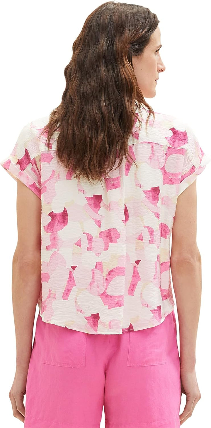 TOM TAILOR Damen Bluse mit Muster, 31803 - Pink Shapes Design