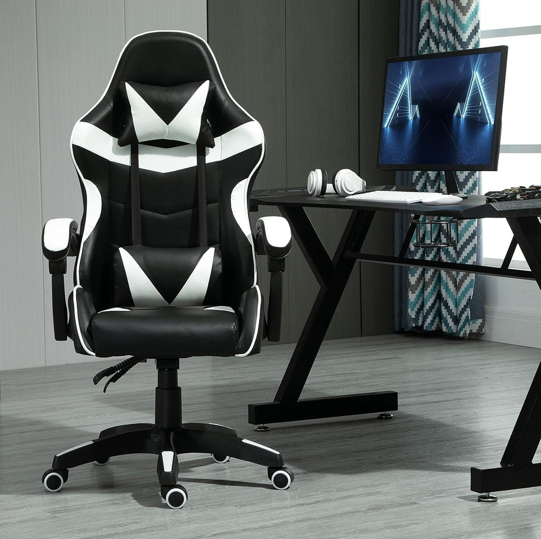 mcc direct Bürostuhl Ergonomisch, Schreibtischstuhl, Drehstuhl, Gaming Sessel, Gamingstuhl (Weiss),
