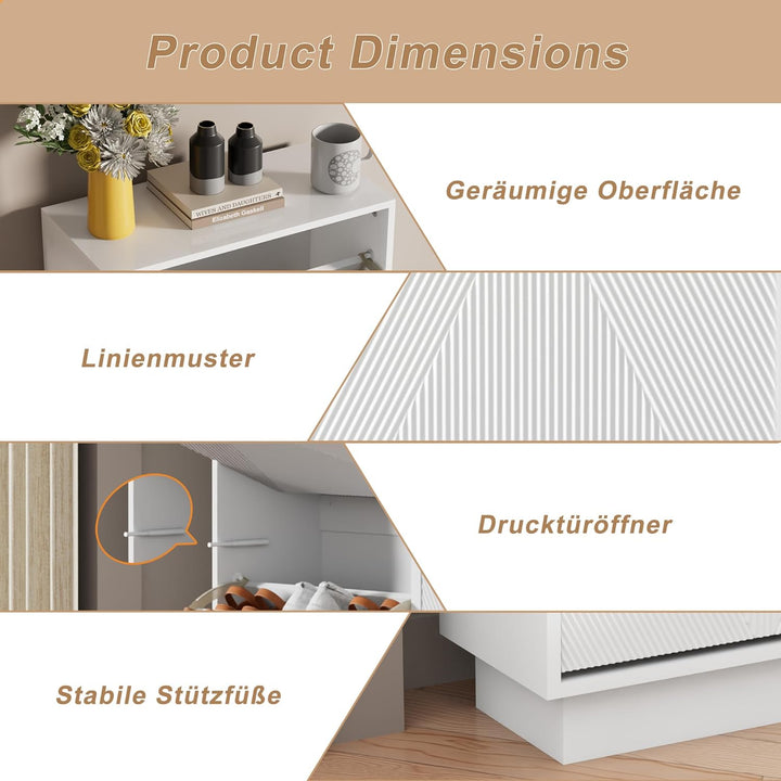 UEV Schuhschrank mit 3 Klappen, Schuhkipper Schuhkommode Schuhregal schmal für Flur mit Kippschutz/D