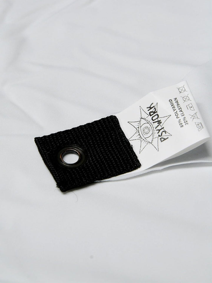 PSYWORK Schwarzlicht Segel Spandex | Crystal Clear Shape V | Weiss | 4,5 x 6,75m | UV-aktiv | Leucht