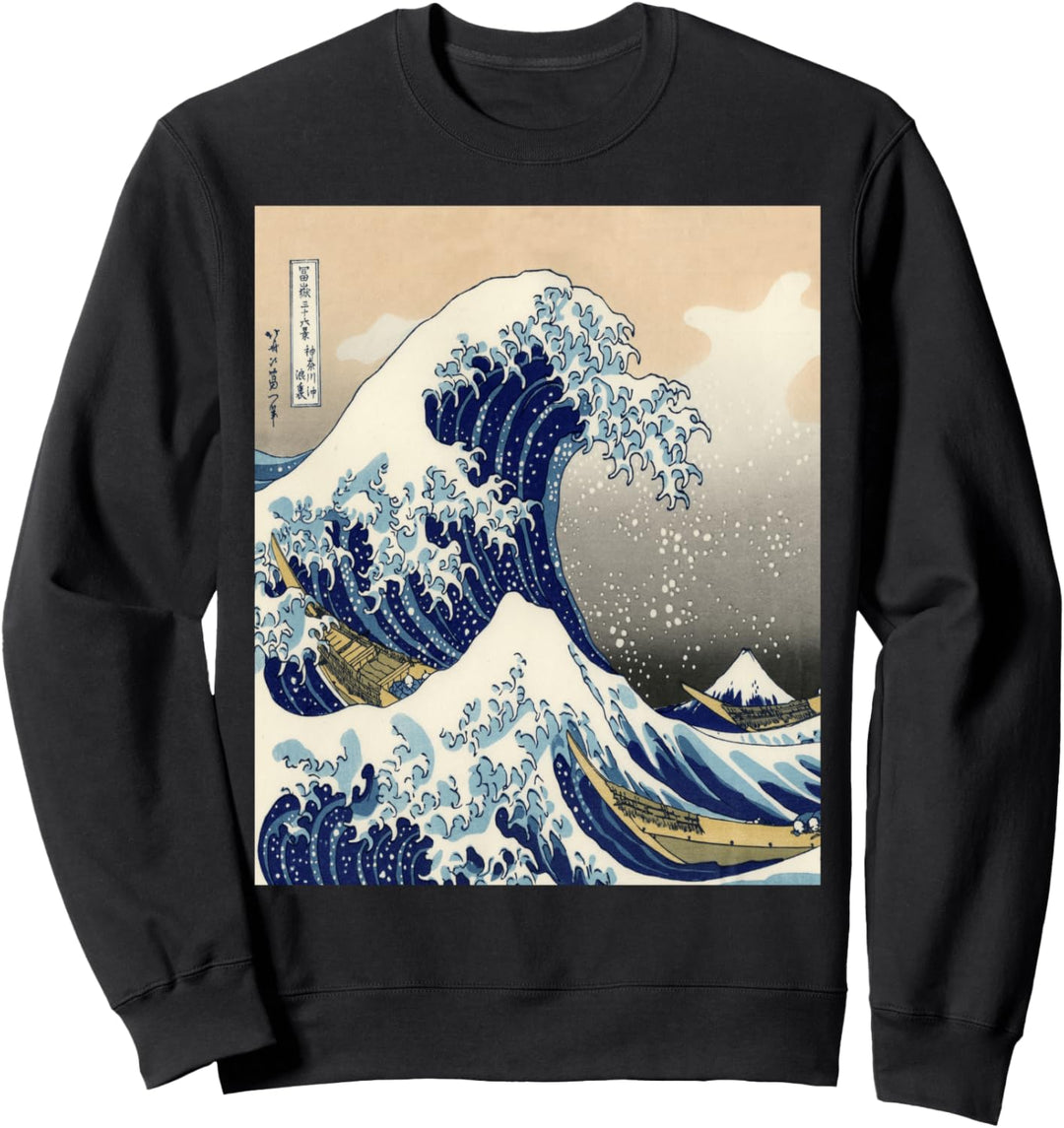 Kanagawa Japanische Kunst Die grosse Welle Vintage-Ästhetik Sweatshirt