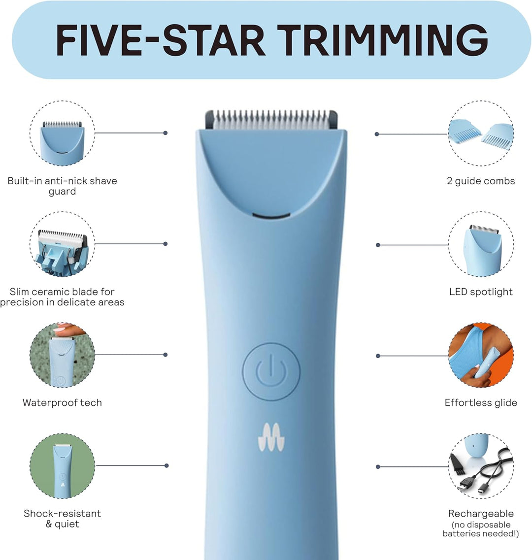MERIDIAN Schlanker Trimmer, Scham- & Körperhaartrimmer, Bikini-Haarentfernung, Keine Kerben, Rasierv