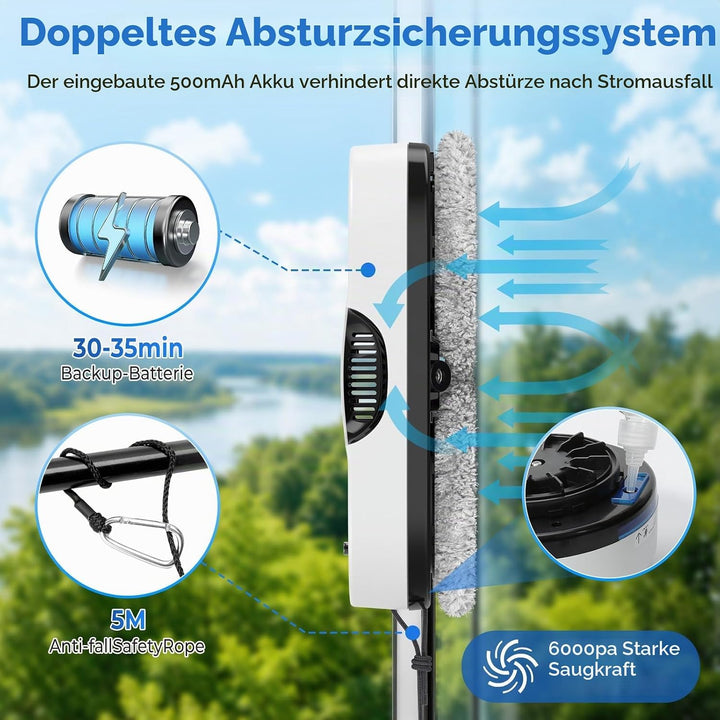 Fensterputzroboter mit 6000Pa und Doppelsprühung