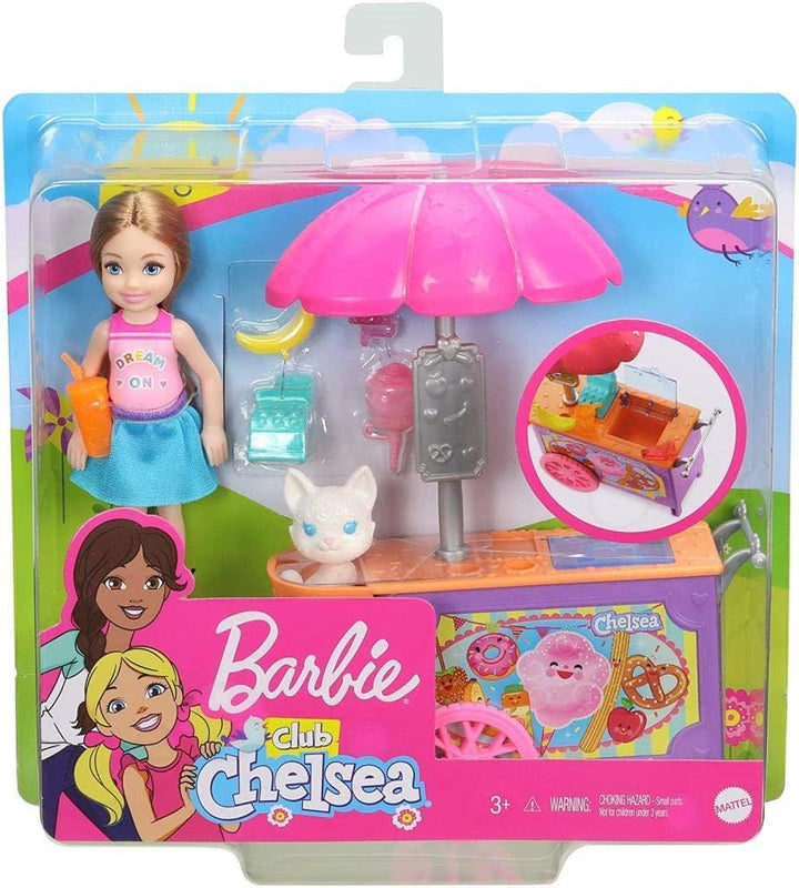Barbie GHV76 - Chelsea-Spielset mit Puppe und Imbisswagen, ca. 15cm grosse Puppe, blond, mit Kätzche