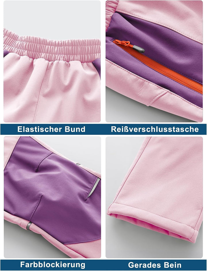 Kinder Softshellhose Schneehose Thermohose Hosen Jungen Mädchen Winterhose Outdoorhose Wanderhose 14