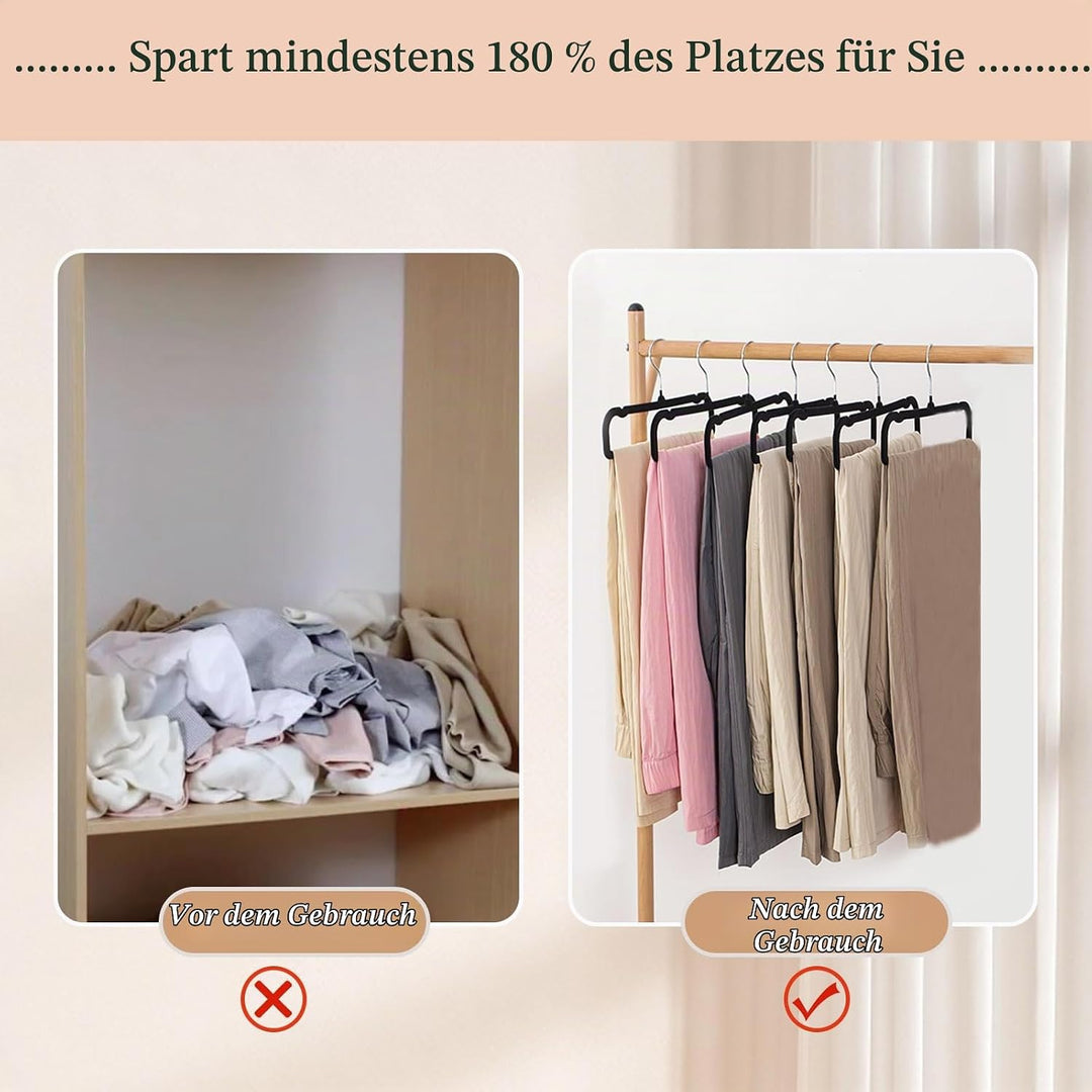 10 Stück Hosenbügel,Länge 35cm Samt Kleiderbügel Hosen,Platzsparender Hosenrockbügel mit 360°-Drehun