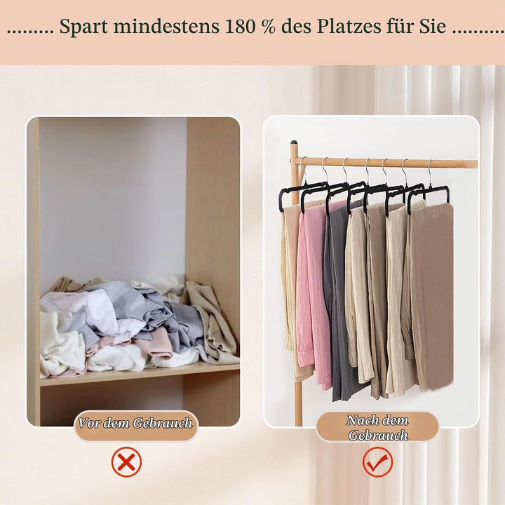 10 Stück Hosenbügel,Länge 35cm Samt Kleiderbügel Hosen,Platzsparender Hosenrockbügel mit 360°-Drehun