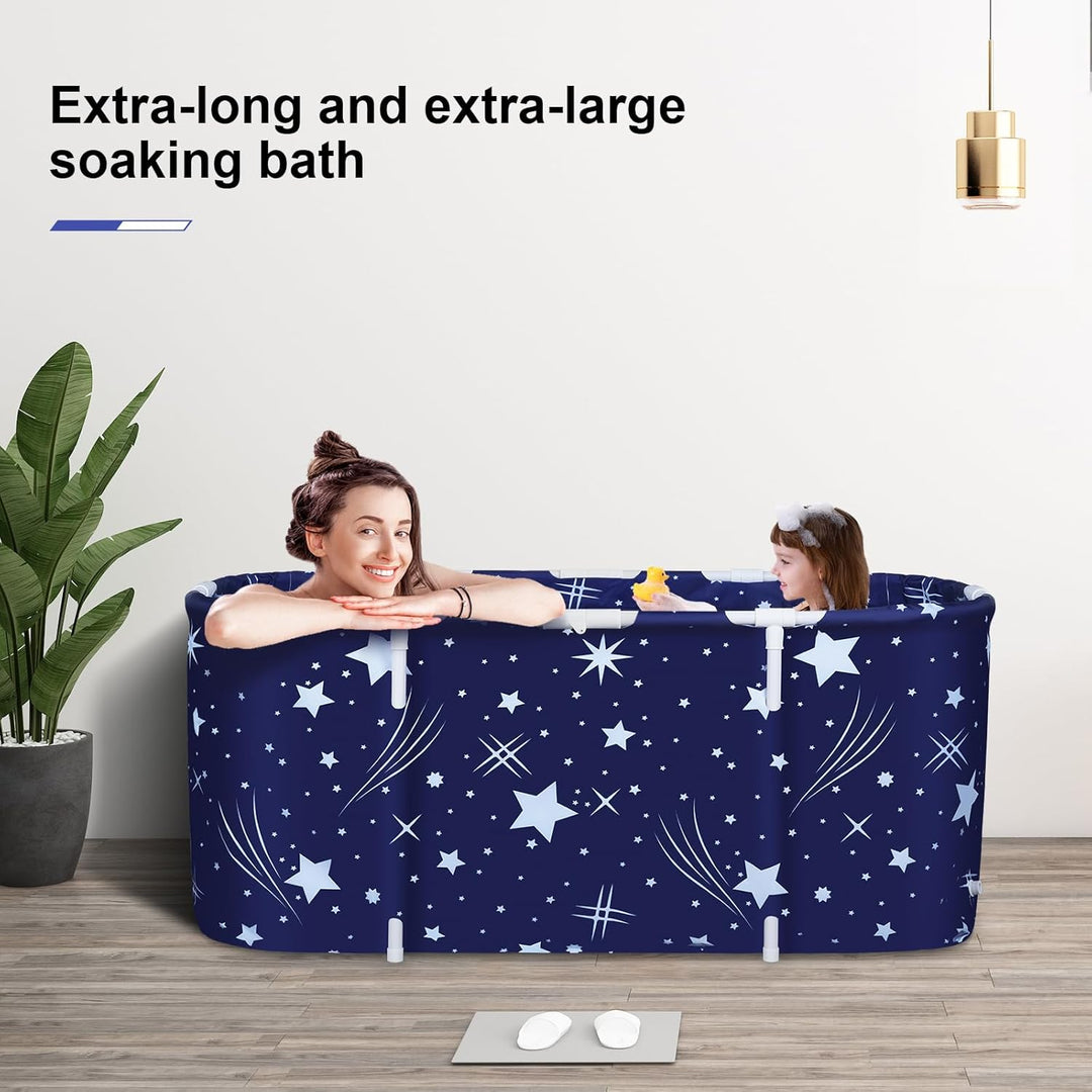 Sinbide 125x55x54cm Tragbare Badewanne, Faltbare Badewanne für Erwachsene, Grosse Familien Badewanne