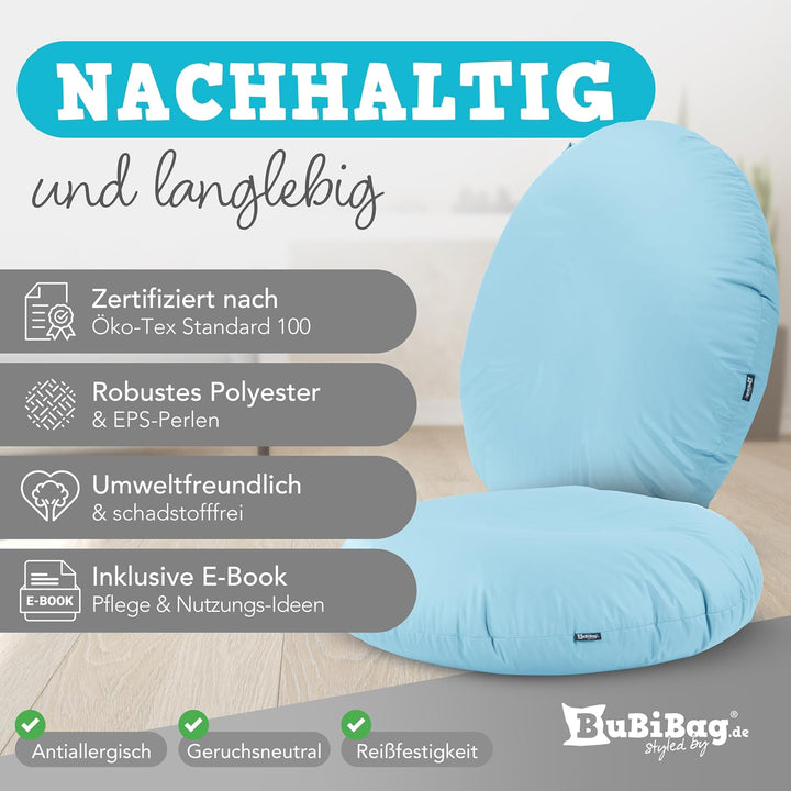 BuBiBag 2in1 Sitzsack L - XXL mit Füllung für Kinder &amp; Erwachsene, Gaming Beanbag &amp; Bodenkissen für