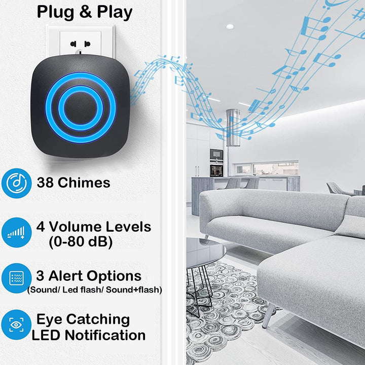 SiegenPro Bewegungsmelder Durchgangsmelder Alarm Katzenklingel Funkalarmanlage Set mit Plug-in-Empfä