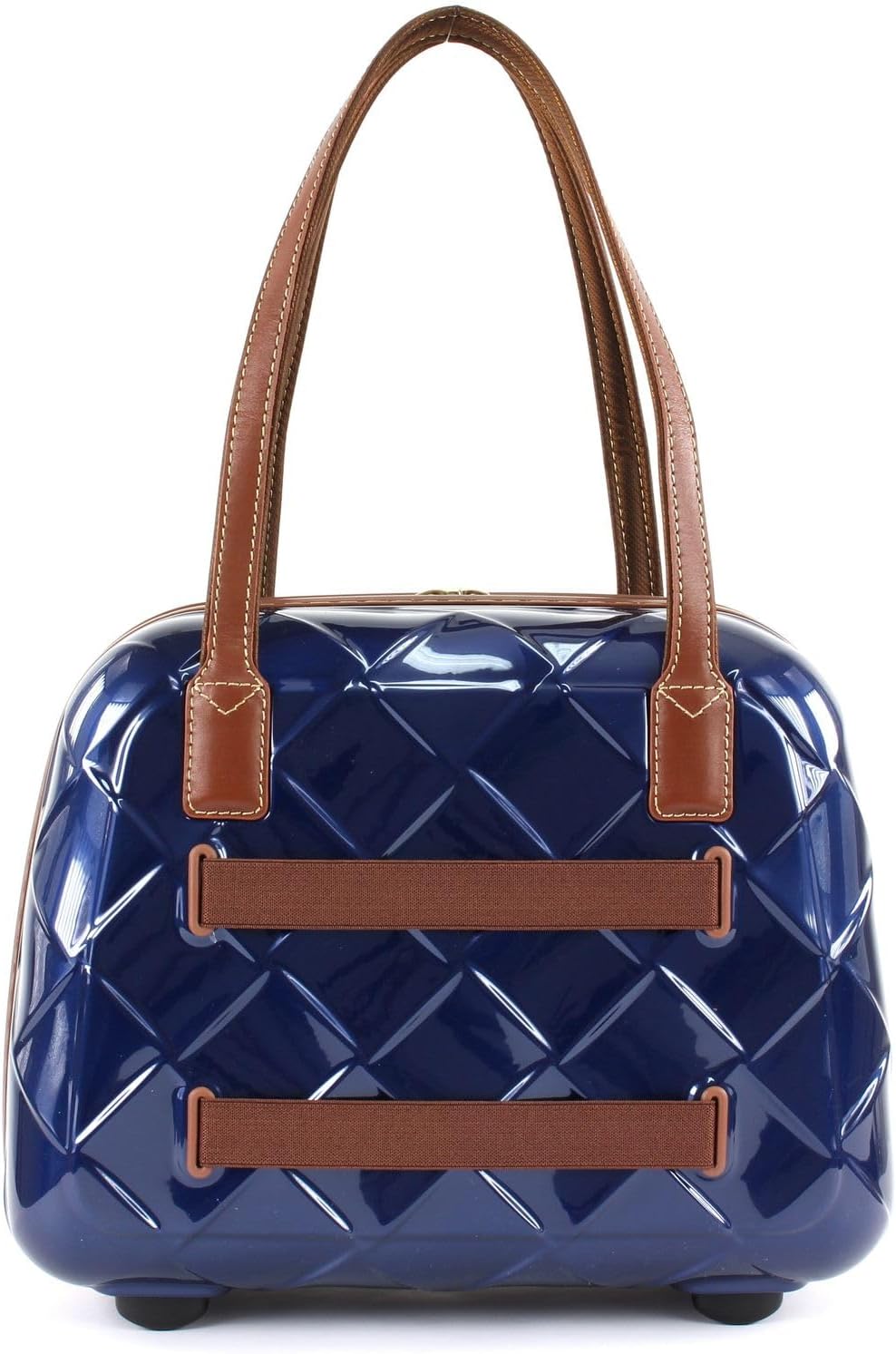 STRATIC Leather & More Hartschalen-Kosmetikkoffer Beautycase Handgepäck, Echtleder-Adressanhänger, T