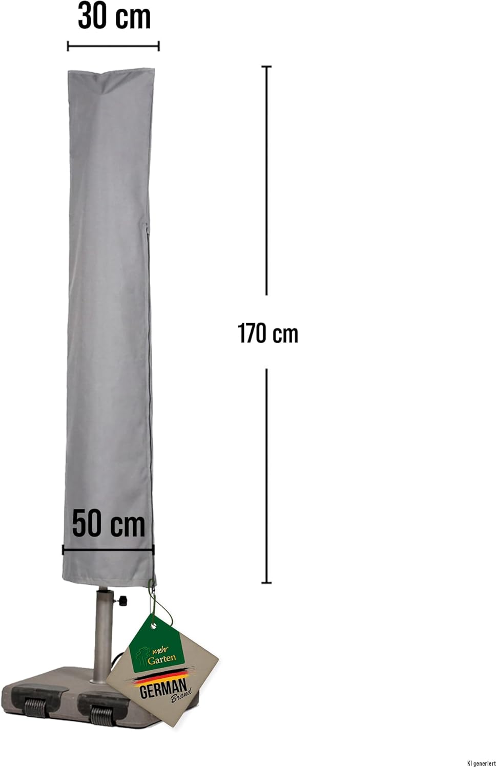 Mehr Garten Sonnenschirm Schutzhülle für runde Schirme bis Ø300cm, eckige bis 230x230cm, grau, Oxfor