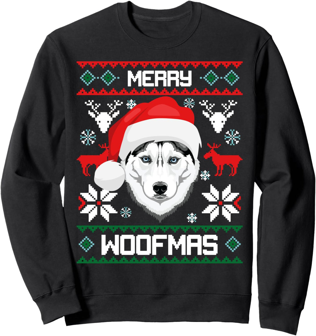 Siberian Husky Merry Woofmas Hund Weihnachten Xmas X-Mas Sweatshirt