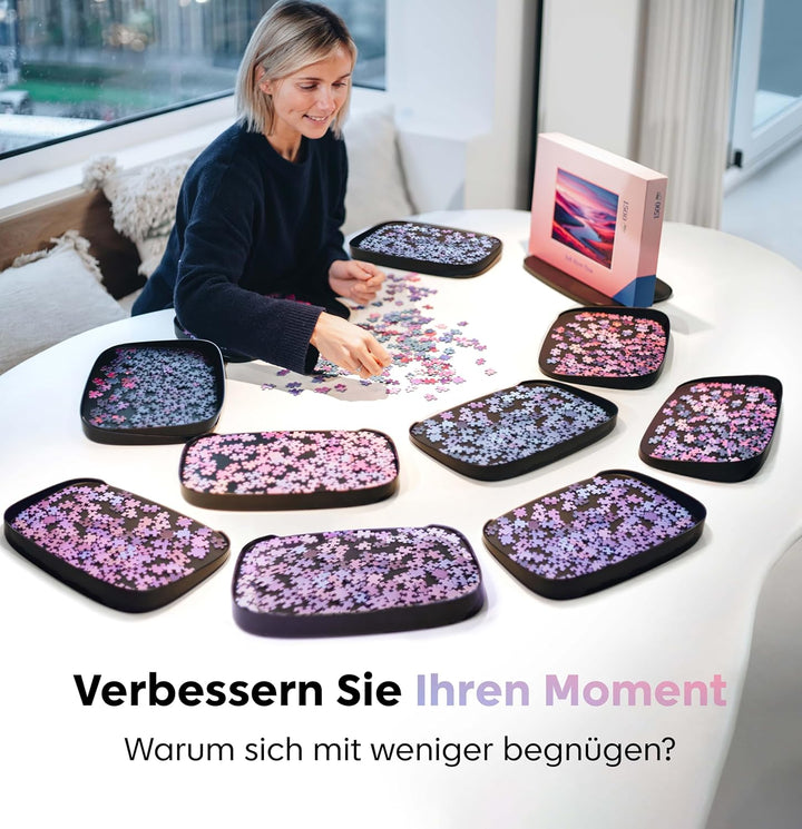 Puzzlup Stapelbare Puzzle Sortierschalen mit Box Anzeige auf Deckel – Set aus 12 Schalen – Bis zu 30
