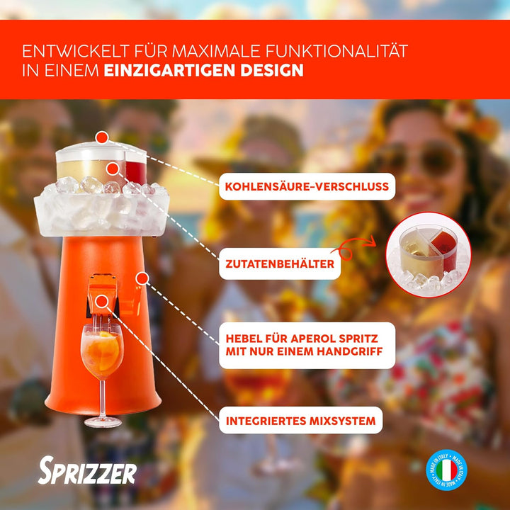 Sprizzer - Aperol Spritz Maschine für Spritz, Dispenser und Mischer mit Eisbehälter für Aperitif, Ma