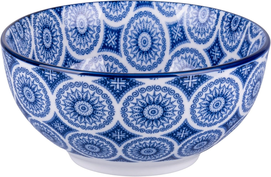 Villa d'Este Home Tivoli 1996 6er Set Schale 680 ml Porzellan geometrisches Dekor Confusion blau