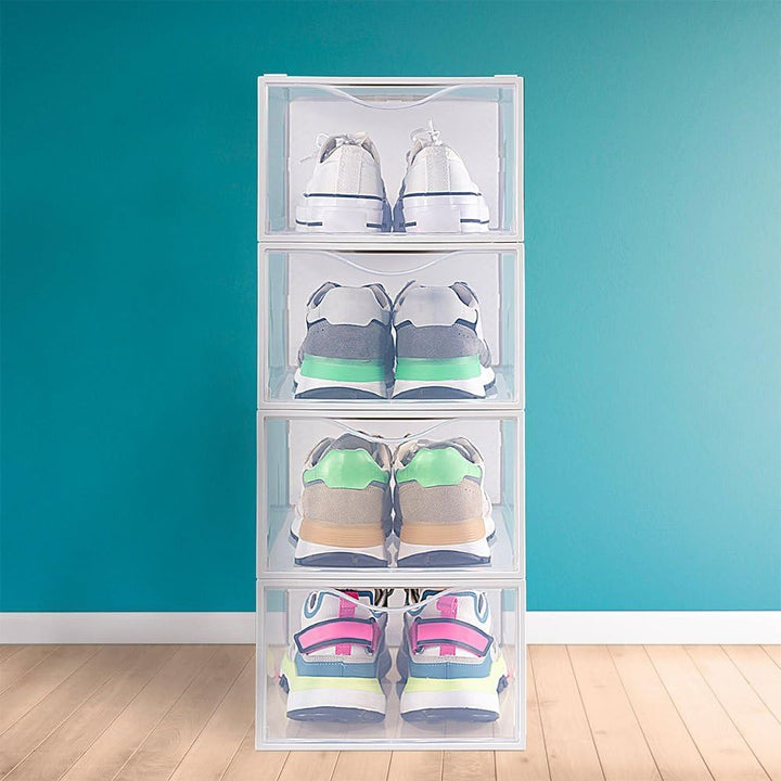 AKTIVE Max Home Schuhkartons aus Kunststoff, 6er-Set Aufbewahrungsboxen, 23 x 33,5 x 14,5 cm, stapel