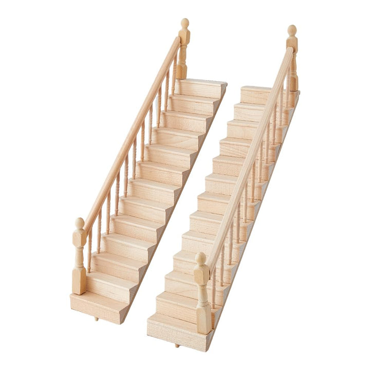 DICOSMETIC 2 Sets 2 Styles Miniature Puppenhaus Treppen 1:12 Massstab Holz Treppen Miniatur Deko Mit