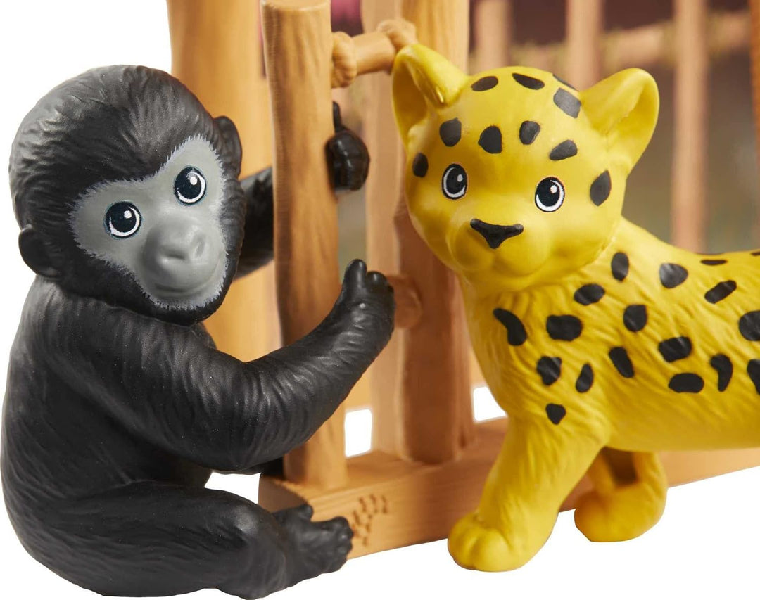 Barbie GJM33 - Ken Wildtierarzt-Puppe mit Spielset, Pflegestation, Gepardenbaby, Äffchen sowie Zubeh