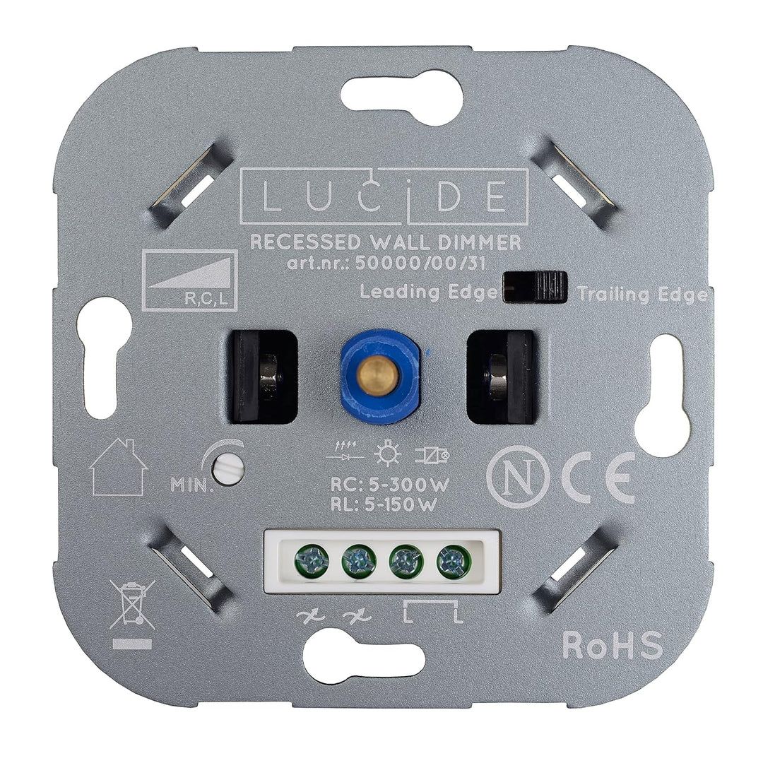 Lucide RECESSED WALL DIMMER NL - Dimmer - 300 Watt 230V - Weiss