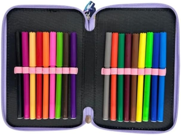 Goldkids - Federmäppchen 3 Fächer - Mäppchen für Mädchen - Federmappe 3-Fach Federtasche Gefüllte Sc
