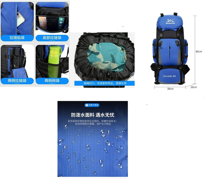Wanderrucksack 90L Outdoors Mount Trekkingrucksack - Grosse Kapazität Leichter Hiking Rucksack für K