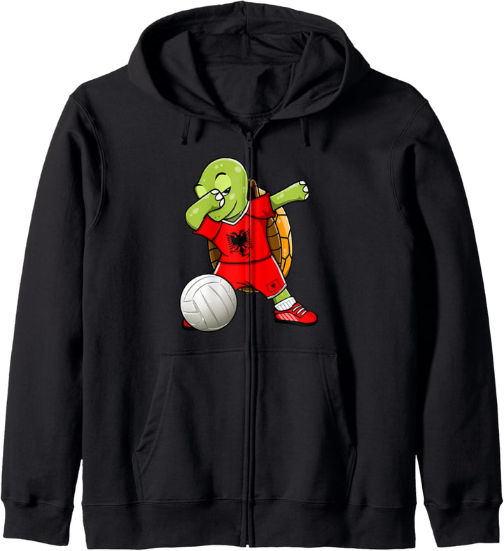 Dabbing Schildkröte Albanien Volleyball Albanische Flagge Kapuzenjacke