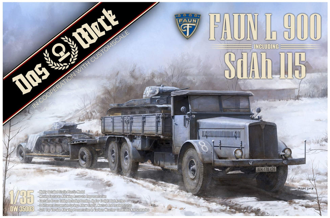 DAS WERK DW35003 1/35 Faun Fahrzeuge L900 incl. SdAnh 115, Mehrfarbig