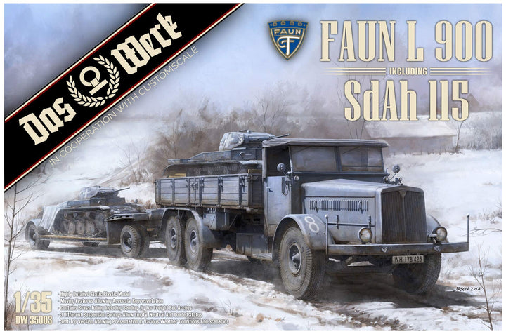 DAS WERK DW35003 1/35 Faun Fahrzeuge L900 incl. SdAnh 115, Mehrfarbig
