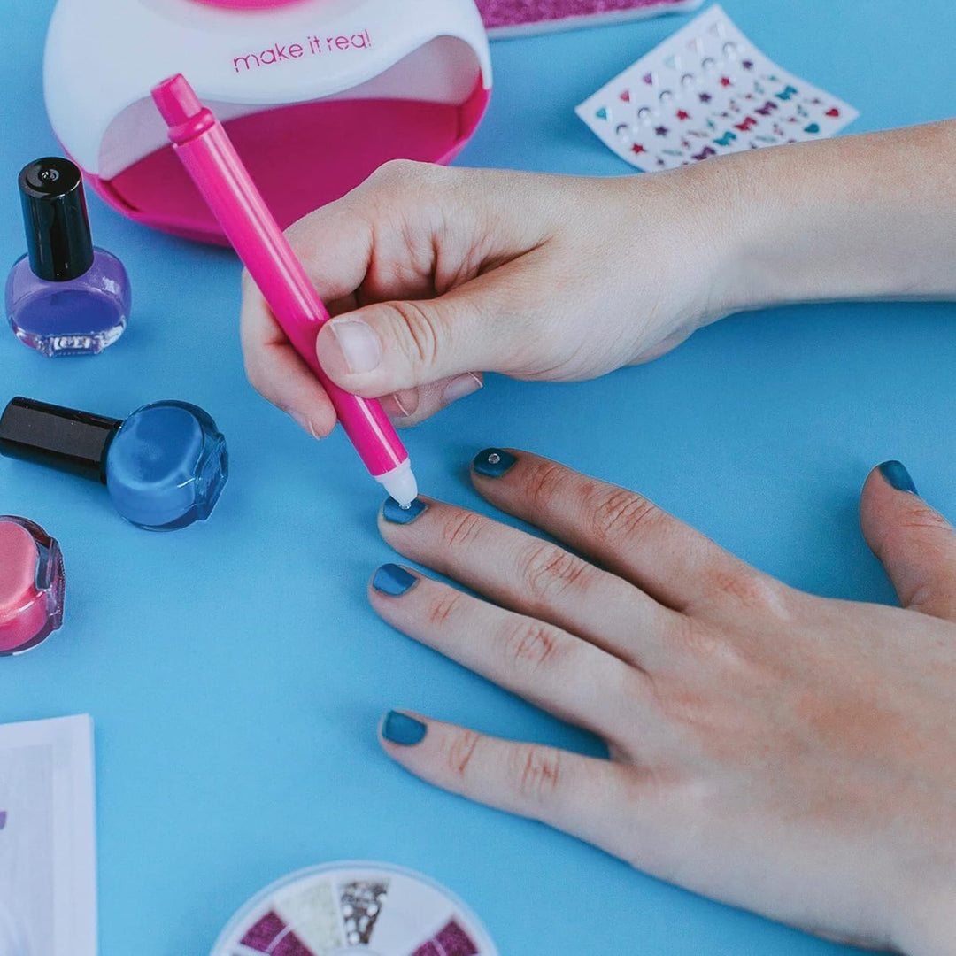 Make It Real Dream DIY Glitzer-Maniküre Nagellackset – Komplettes Spa-Erlebnis mit Lack, Stickern un