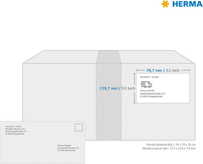 HERMA 4472 Versandetiketten, 100 Blatt, 78,7 x 139,7 mm, 4 Stück pro A4 Bogen, 400 Aufkleber, selbst