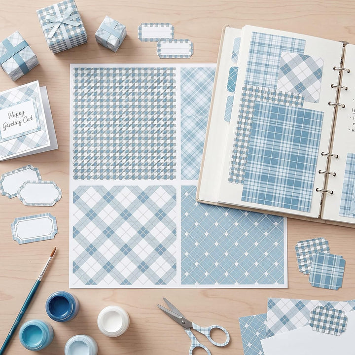 36 Blatt Karierts Scrapbook Papier, 30x30cm Doppelseitiges Plaid Muster Bastelpapier, 12 Designs Des