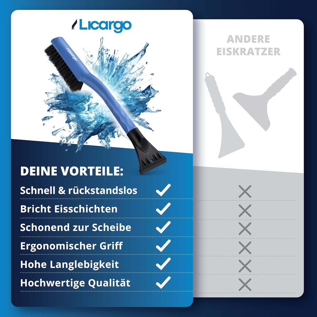 LICARGO Eiskratzer Auto mit Besen 41cm - Stabil, Lang &amp; lackschonend | Made IN EU | 2in1 Schneebesen