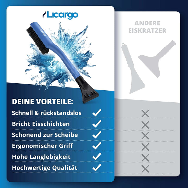 LICARGO Eiskratzer Auto mit Besen 41cm - Stabil, Lang &amp; lackschonend | Made IN EU | 2in1 Schneebesen