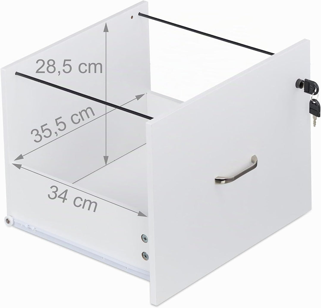Relaxdays Rollcontainer, 2 Schubladen mit Hängeregister, HxBxT: 72 x 43 x 46 cm, abschliessbarer Akt
