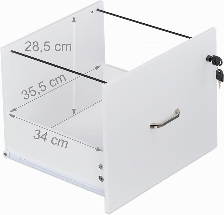 Relaxdays Rollcontainer, 2 Schubladen mit Hängeregister, HxBxT: 72 x 43 x 46 cm, abschliessbarer Akt