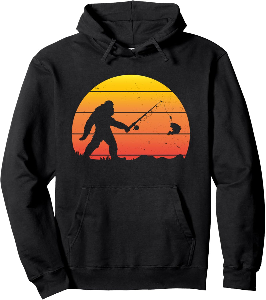 Affe Angeln Fisch Angelrute Fischer Hoodie Pullover Hoodie