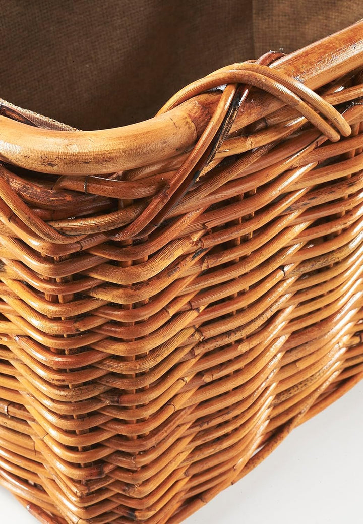 Holztrage Holzkorb für Kaminholz - Rattan Lacak mit abnehmbarem Leinenstoff Braun, Braun
