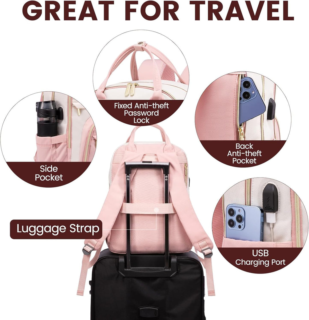 LOVEVOOK Rucksack Damen Laptop Rucksack 15.6 Zoll Schulrucksack Mädchen Teenager Wasserdicht Schulta