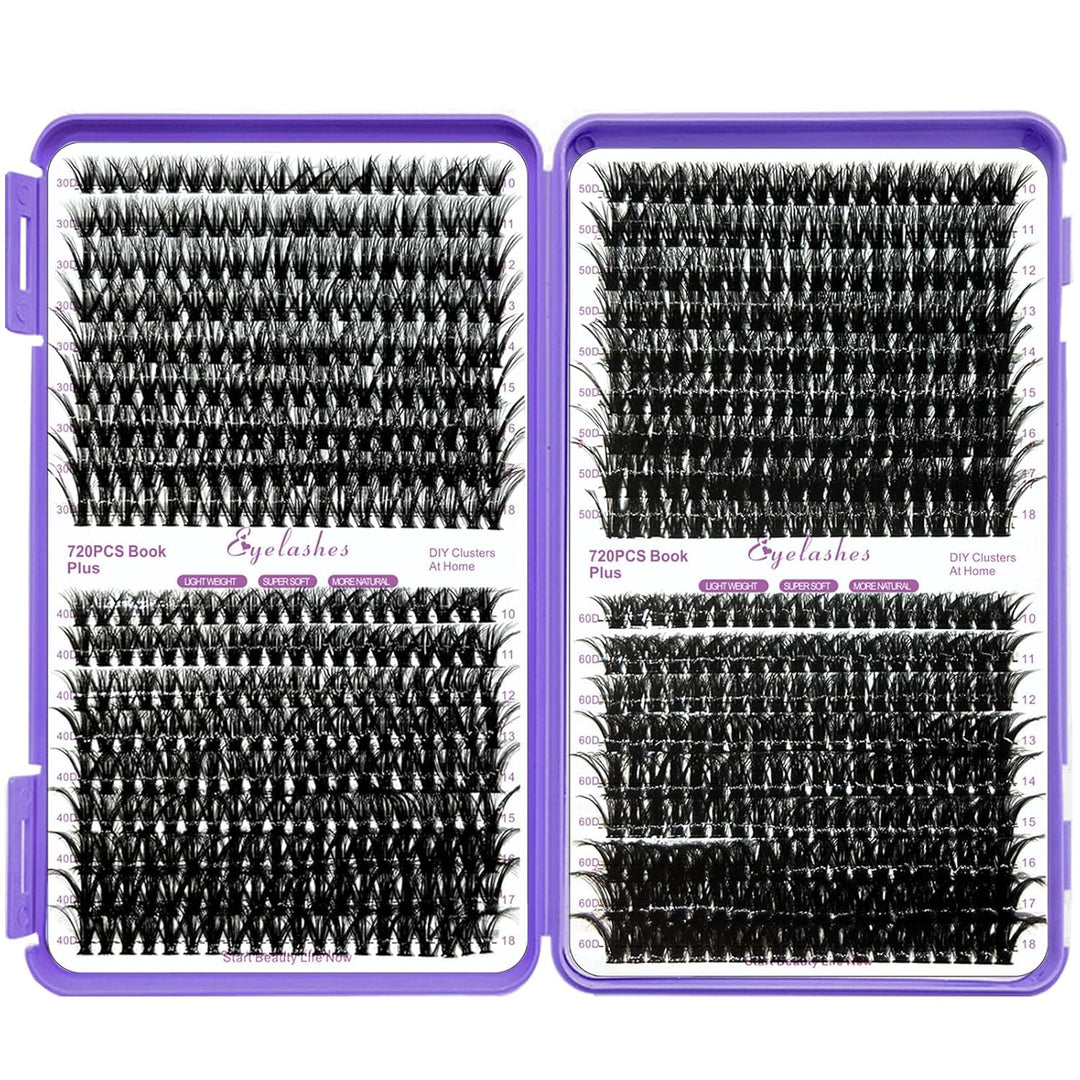 DNSGOOR DIY Wimpern Extensions Kit 840Pcs D Curl Wimpern Cluster Erweiterung Set mit Lash Spiegel Bo