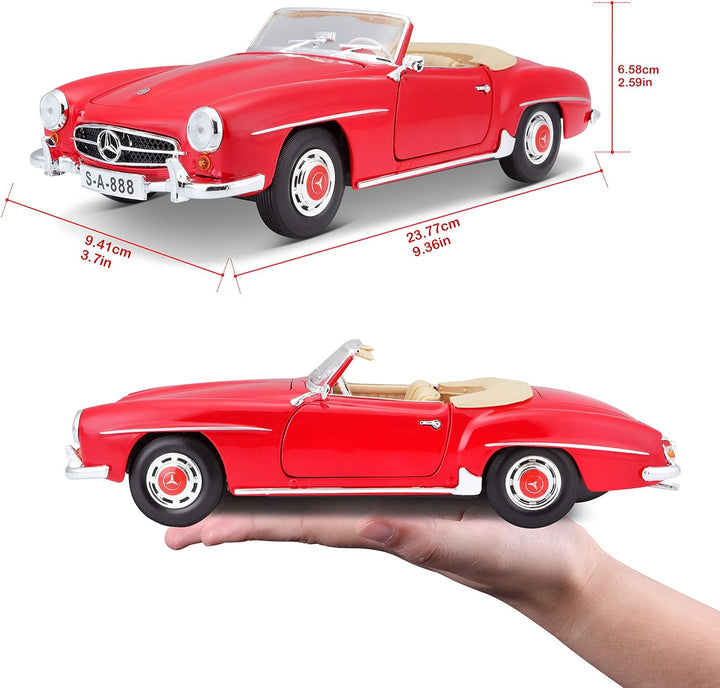 Maisto Mercedes 190SL '55, Modellauto mit Federung, Massstab 1:18, Türen und Motorhaube beweglich, F