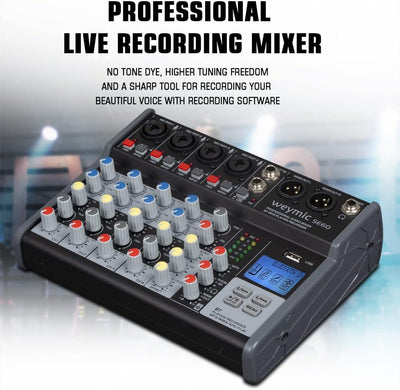 Weymic SE-40 Professional DJ-Aufnahme-Mixer, Bühne, Karaoke, mit USB-Laufwerk für Computeraufnahme,