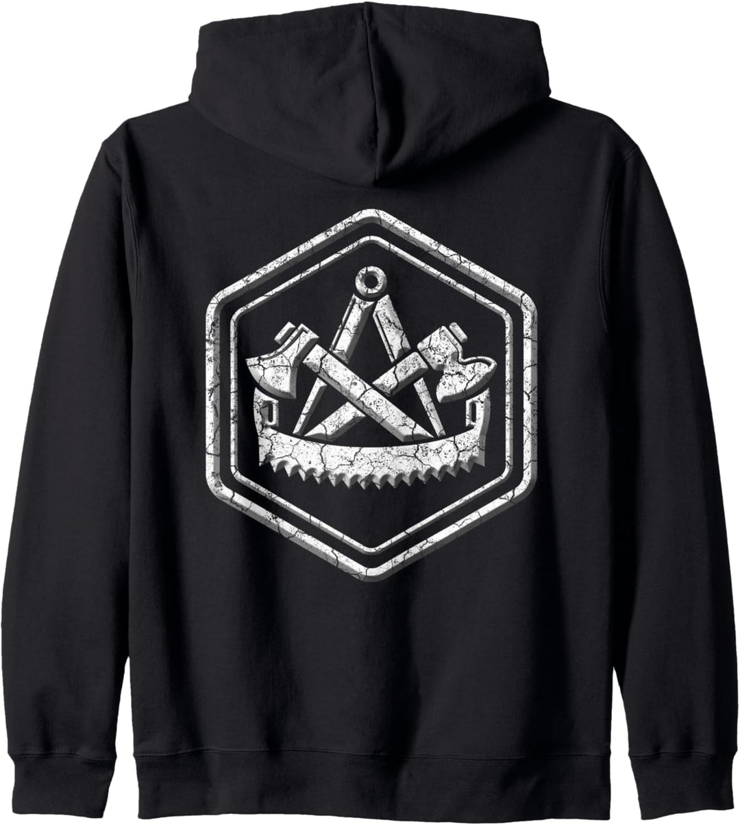 Zimmermann traditionelles Zunftsymbol Sechseck Kapuzenjacke