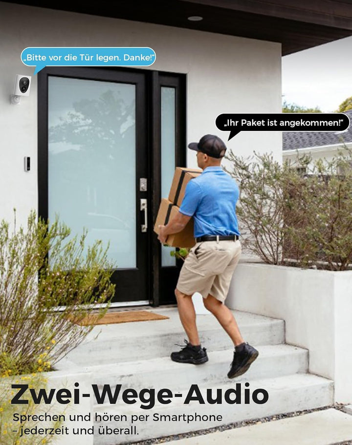 VIRTAVO 2K 3MP Überwachungskamera Aussen Solar, Kamera Aussen Akku, Starlight Farb‑Nachtsicht, 2.4GH