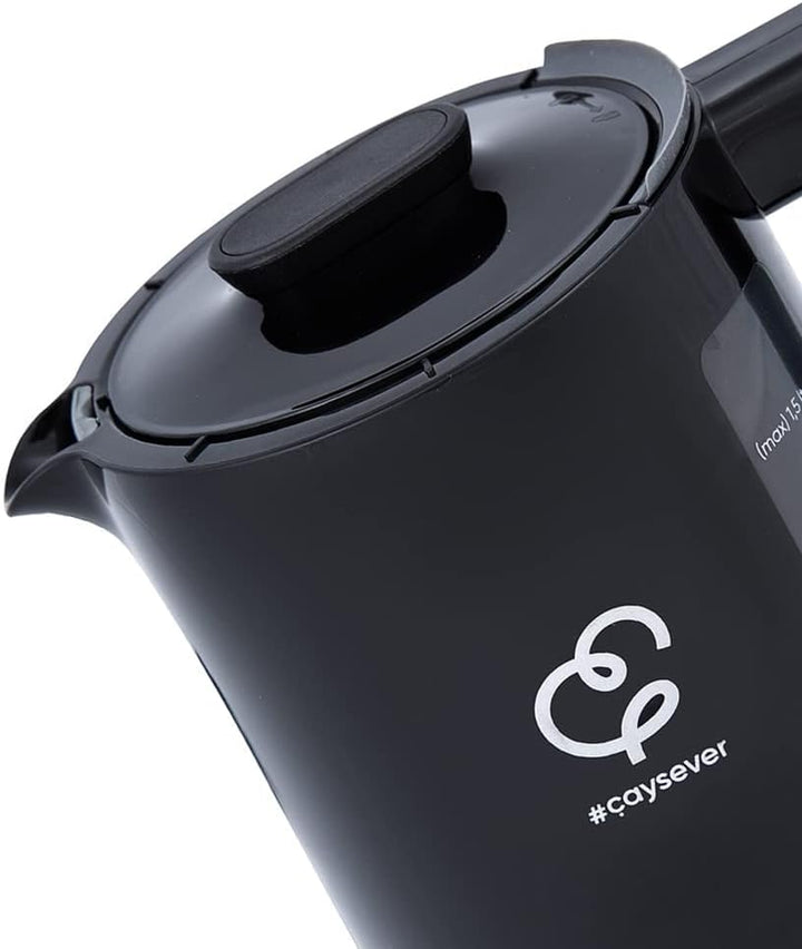 Karaca Caysever Teekanne Sprechende Teemaschine Chrome, 1.5 LT Wassertank, 0.8 LT Glaskanne, Türkisc