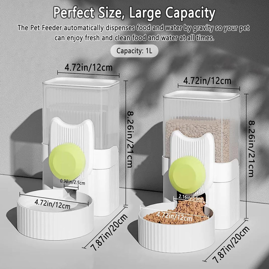 Kathson Rabbit Gravity Auto Feeder Set 35oz Hanging Automatic Food Water Dispenser Cage Automatic Fe