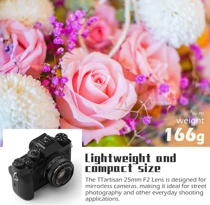 TTartisan 25mm F2 X Mount Objektiv, APS-C Manueller Fokus Weitwinkel Objektiv für Fuji X Mount, Komp