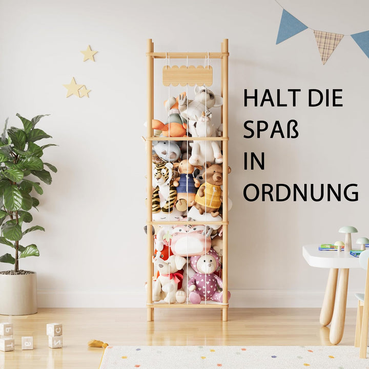 SpaceAid Stofftier Aufbewahrung Holz, Kuscheltier Zoo Organizer, Grosser Plüschtier Aufbewahrung Käf