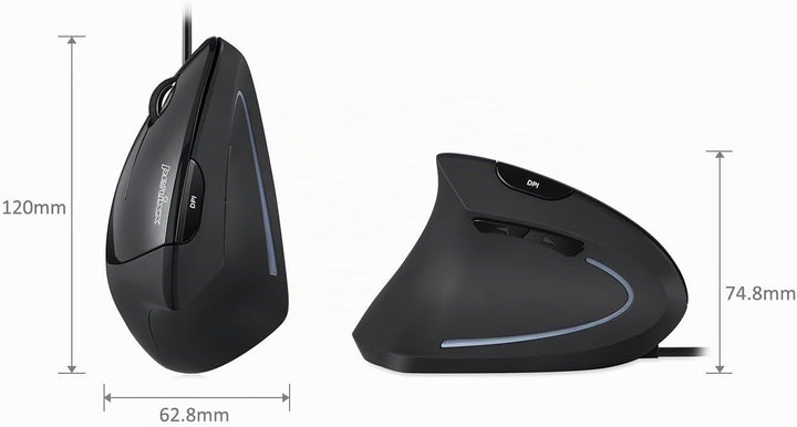 Perixx Perimice-513L Vertikale ergonomische Maus mit 2 DPI, 6 Tasten optische Ergo-Maus mit 2 Level